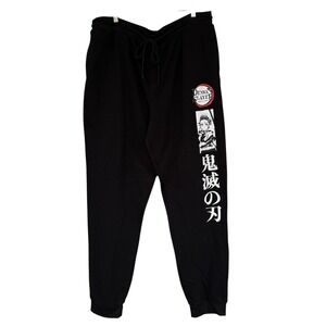 Demon Slayer Pants Mens 3XL Black Tanjiro Joggers Sweatpants Anime Graphic